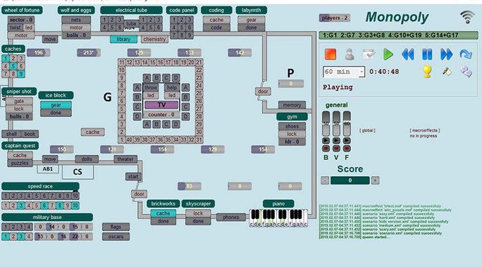 Track the status and condition of all escape rooms elements in the user-friendly interface that you created in QUEEN Studio